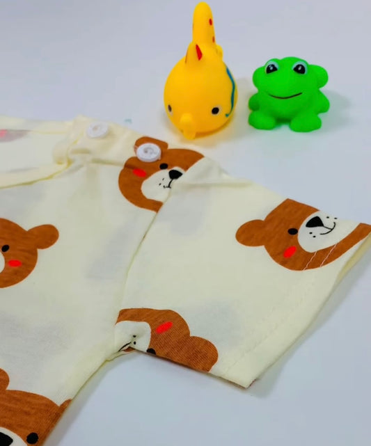 Eboo Boys Bear Printed Round Neck Pure Cotton T-Shirt With Shorts