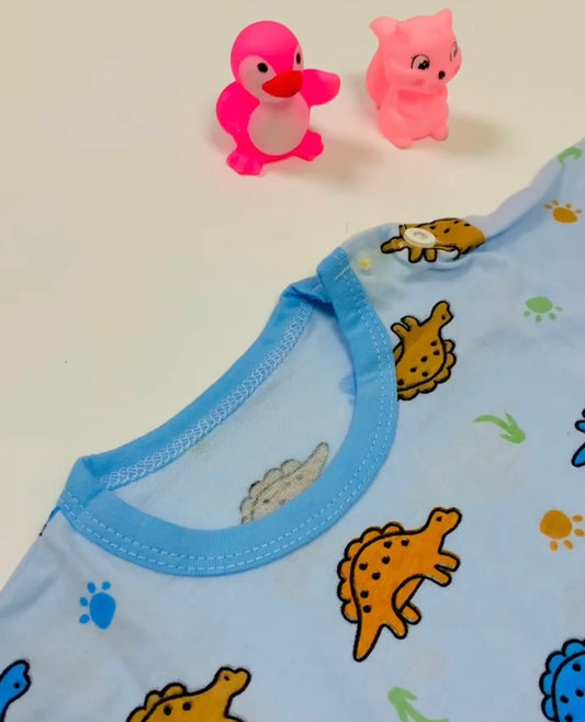 Eboo Boys Cute Dino Printed Round Neck Pure Cotton T-Shirt With Shorts