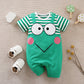 Eboo Green and white Baby Boys Girls Cute Frog Print Cotton Romper Comfortable Soft Short Sleeve Jumpsuit