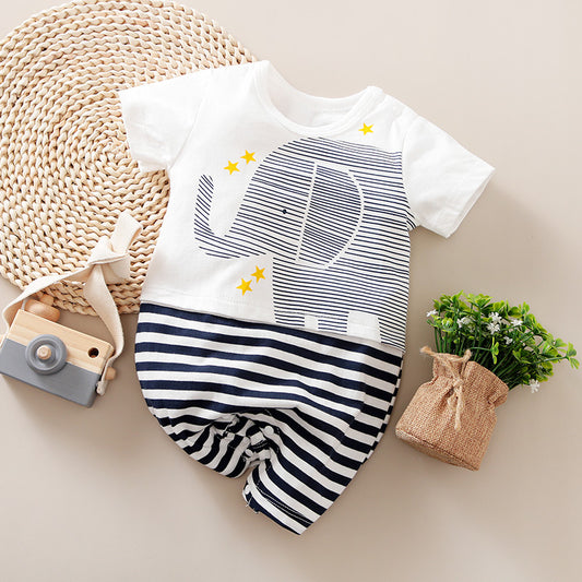 Eboo Baby Elephant Cartoon Stripe Rompers