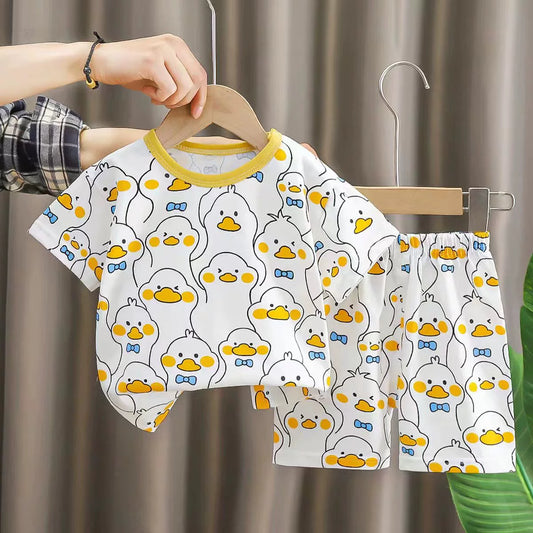 Eboo Boys Cute Duck Printed Round Neck Pure Cotton T-Shirt With Shorts