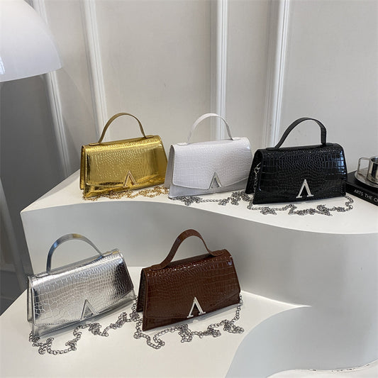 Eboo Structured Top-Handle Satchel with Signature Gold-Tone V-Hardware