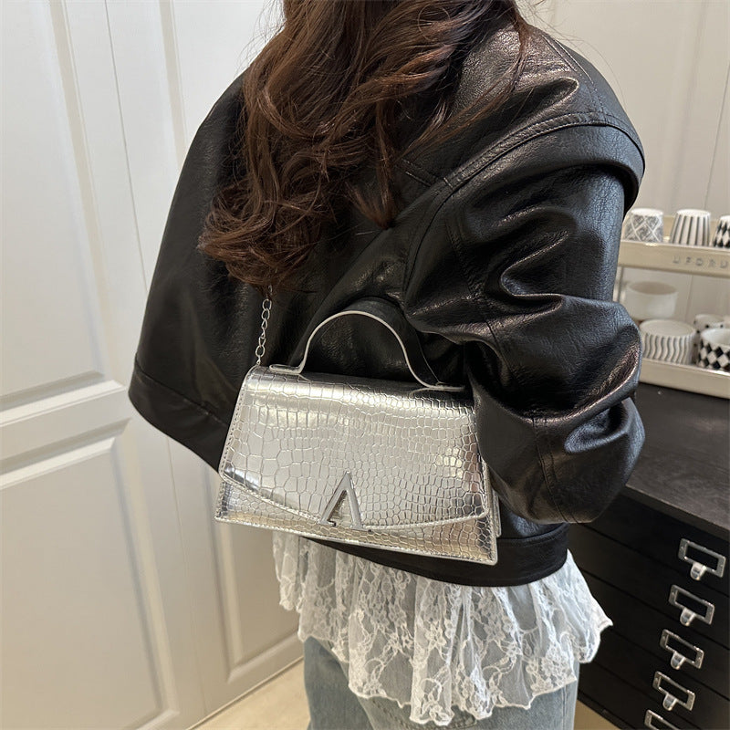 Eboo Structured Top-Handle Satchel with Signature Gold-Tone V-Hardware