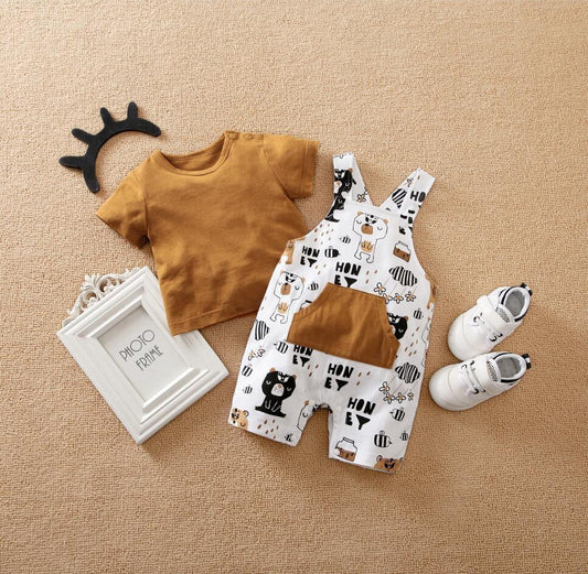 Eboo Cat N Bees Casual Baby Dungaree Rompers