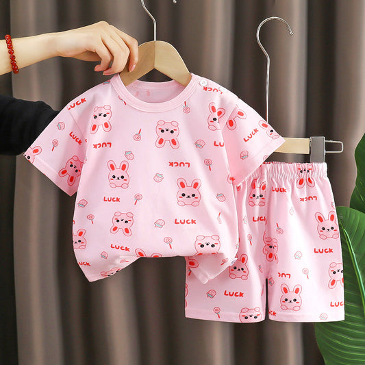 Eboo Girls Printed Round Neck T-shirt With Shorts - Clothing Set