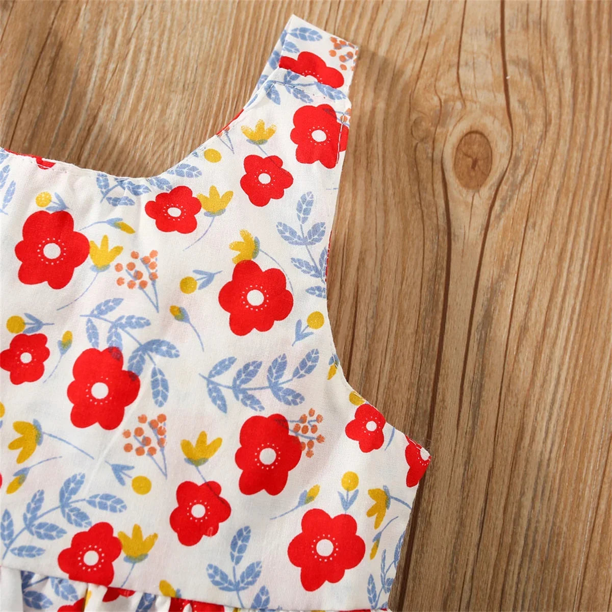 Eboo Baby Girl Summer Flower Printed Bowknot Dress (RED)