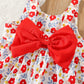 Eboo Baby Girl Summer Flower Printed Bowknot Dress (RED)
