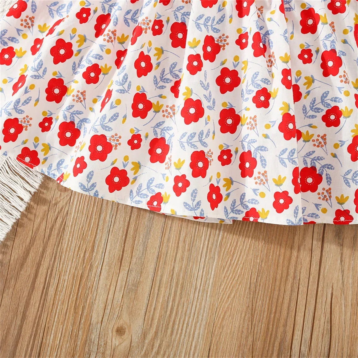 Eboo Baby Girl Summer Flower Printed Bowknot Dress (RED)