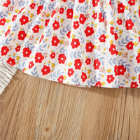 Eboo Baby Girl Summer Flower Printed Bowknot Dress (RED)
