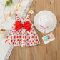 Eboo Baby Girl Summer Flower Printed Bowknot Dress (RED)