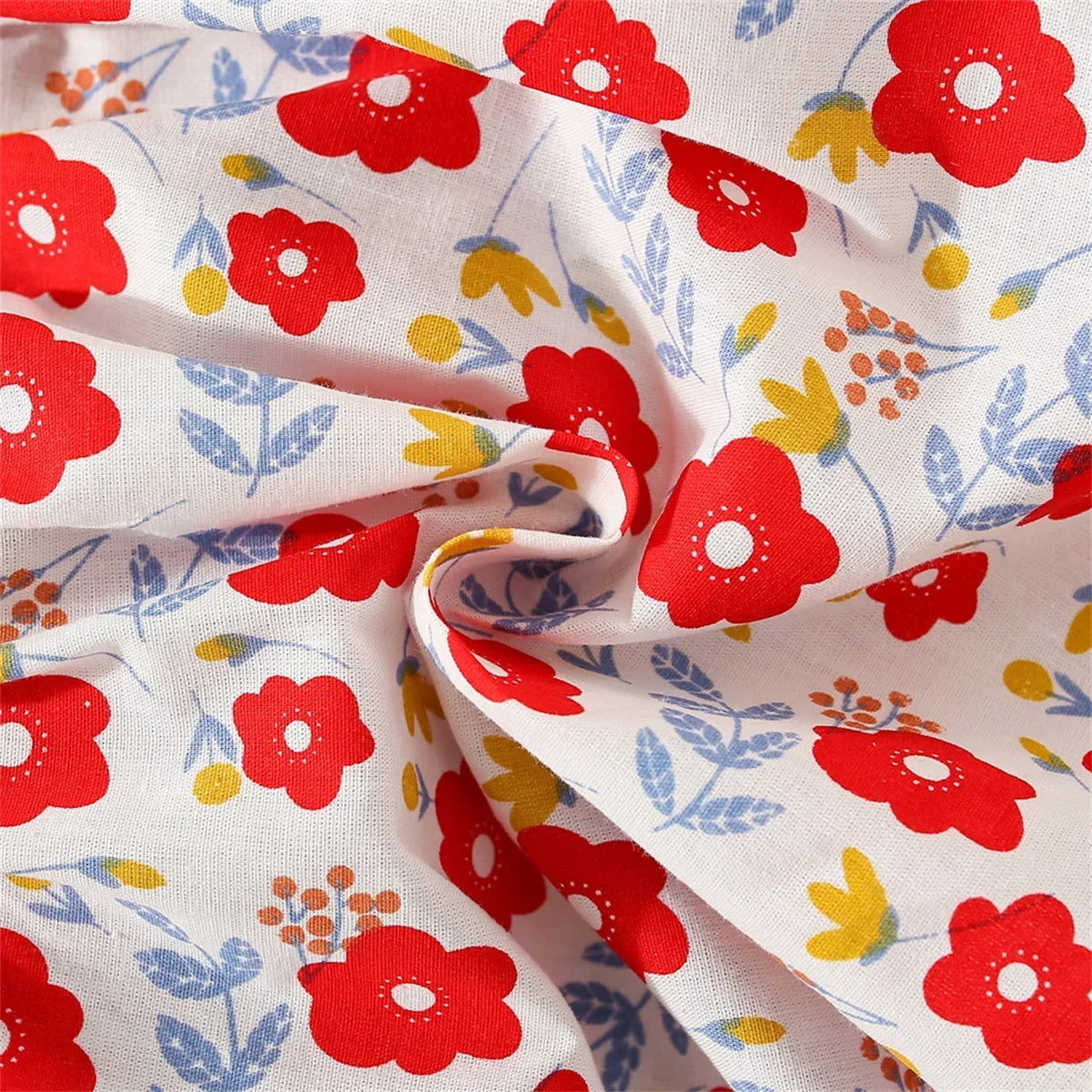 Eboo Baby Girl Summer Flower Printed Bowknot Dress (RED)