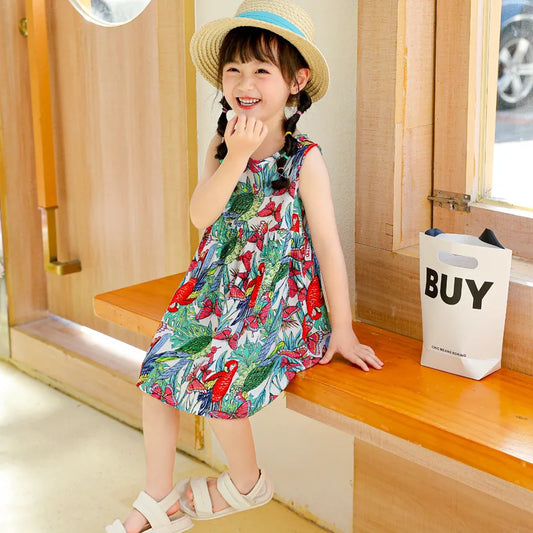 Eboo  Sleeveless Printed Skirt Beachwear Kids Dress