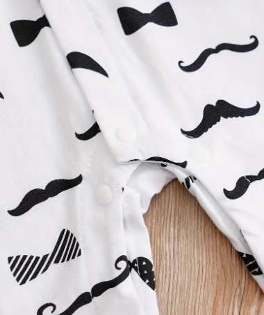 Eboo Baby Boy Casual Cute Bow Tie Cotton Onesie With Mustache Print For Summer Holiday Party