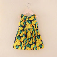 Eboo Banana Print Sleeveless Dress for Baby Girls