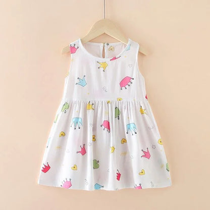 Eboo White Baby Girl Sundress with Crown Print