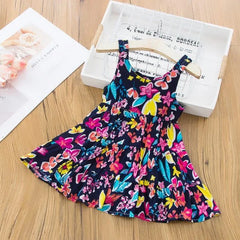 Black Dress with Multicolor Flowers for Baby Girls