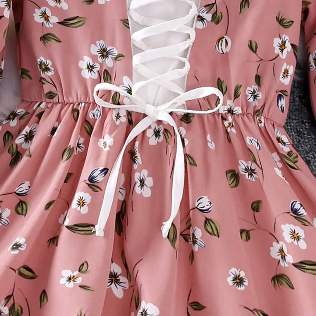 Eboo High Quality Autumn Floral Dress Elegant Flowerwork