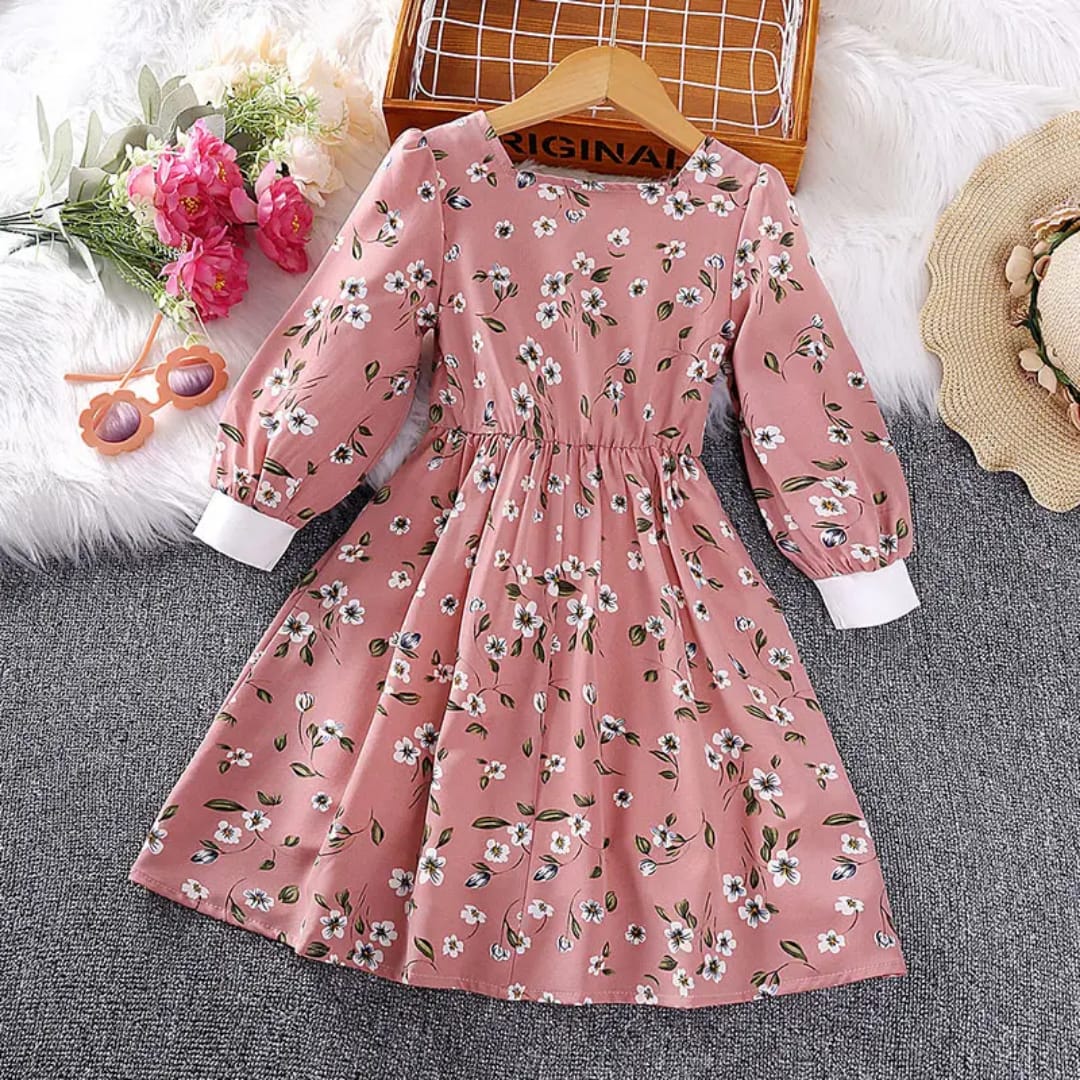 Eboo High Quality Autumn Floral Dress Elegant Flowerwork