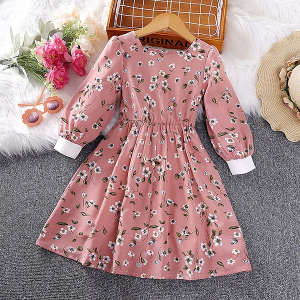 Eboo High Quality Autumn Floral Dress Elegant Flowerwork