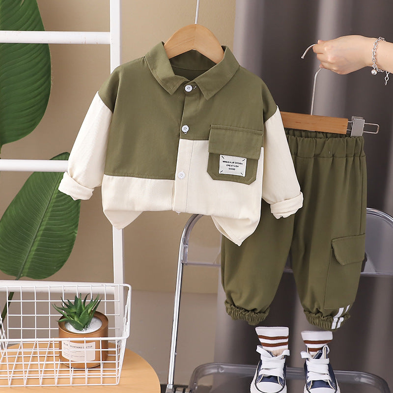 Eboo Boys blocked Shirt With Jogger Set