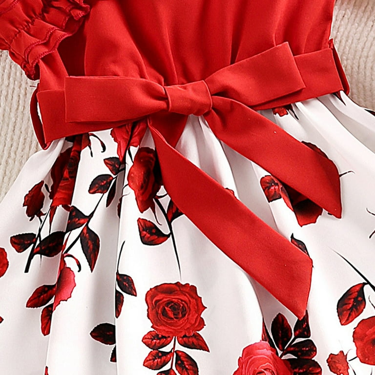 Eboo Luxury Flower Strips Red and White Flower Outfit