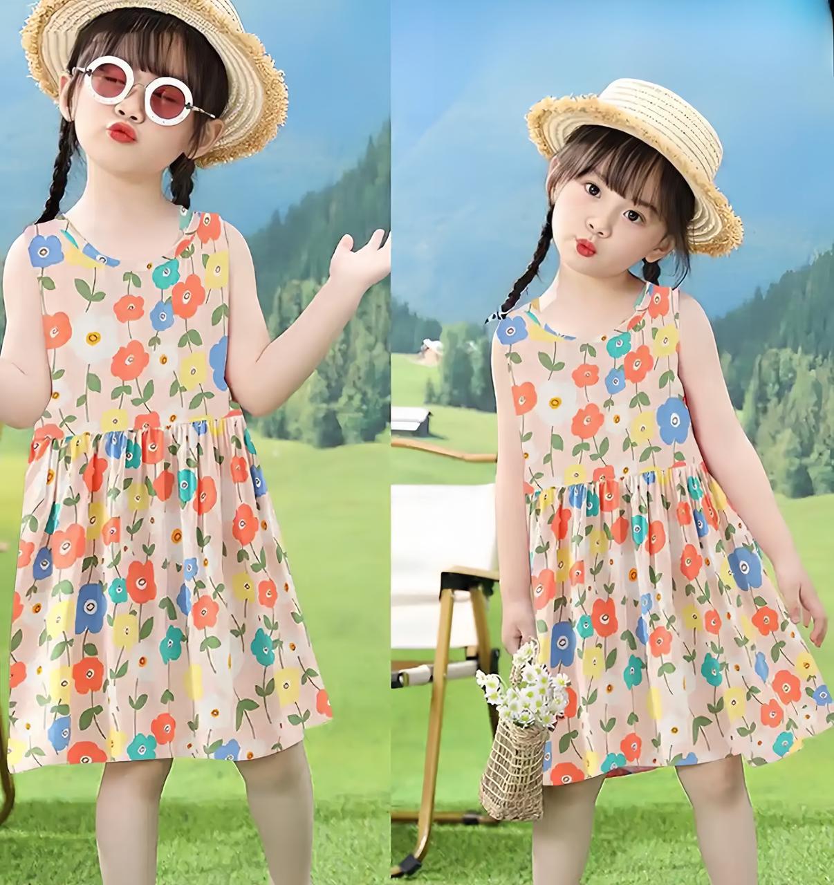 Eboo Floral Print Sleeveless Baby Girls Dress