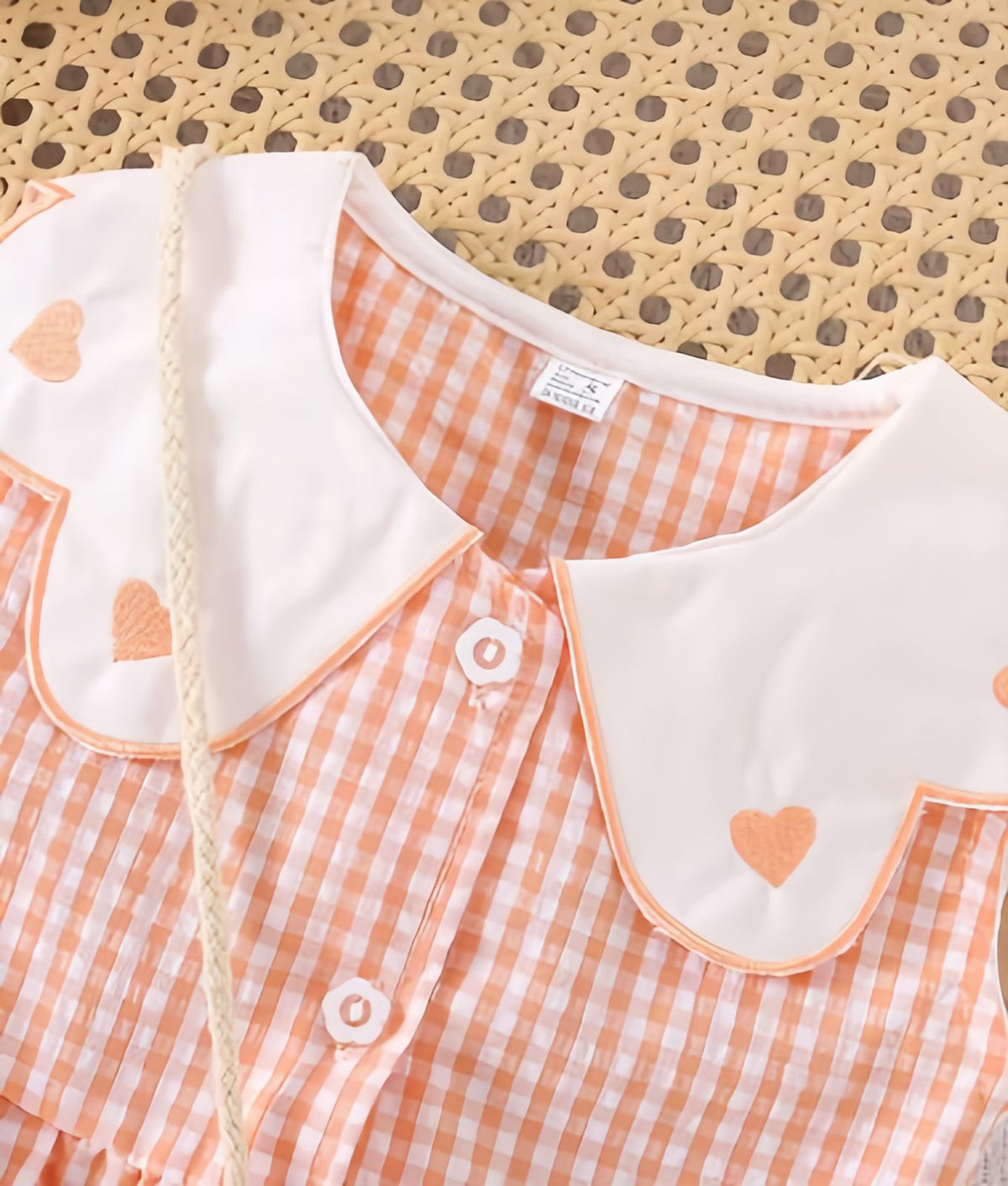 Eboo Cute Sleeveless Heart Print Dress+Bag Set (ORANGE).