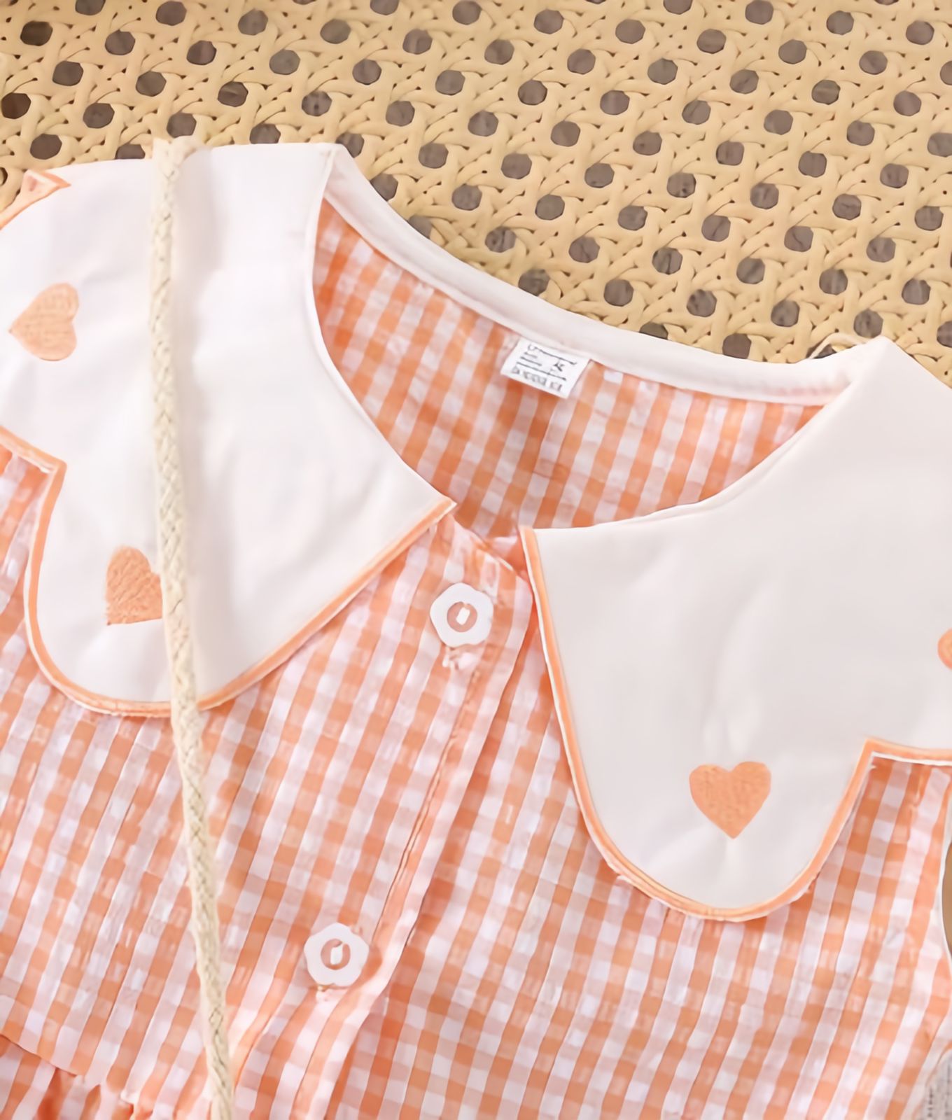 Eboo Cute Sleeveless Heart Print Dress+Bag Set (ORANGE).