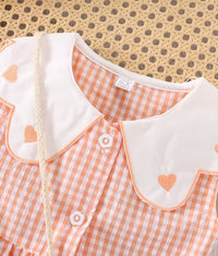 Eboo Cute Sleeveless Heart Print Dress+Bag Set (ORANGE).