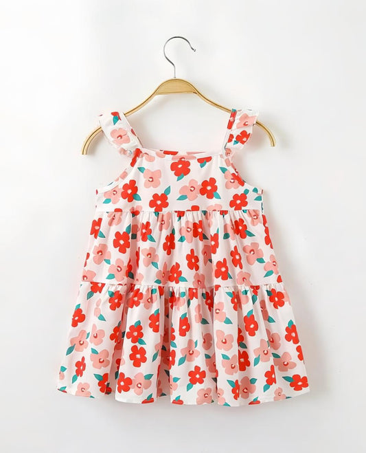 Eboo Young Girl Floral Print Ruffle Hem Dress