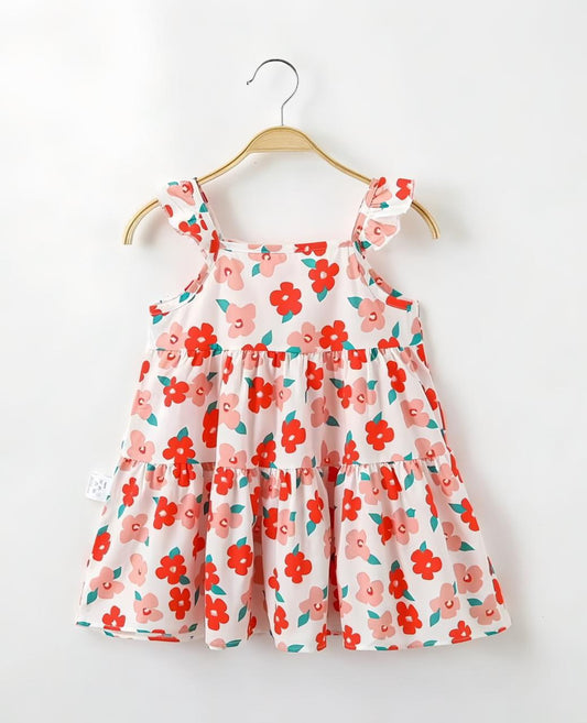 Eboo Young Girl Floral Print Ruffle Hem Dress