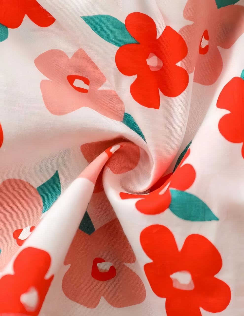 Eboo Young Girl Floral Print Ruffle Hem Dress
