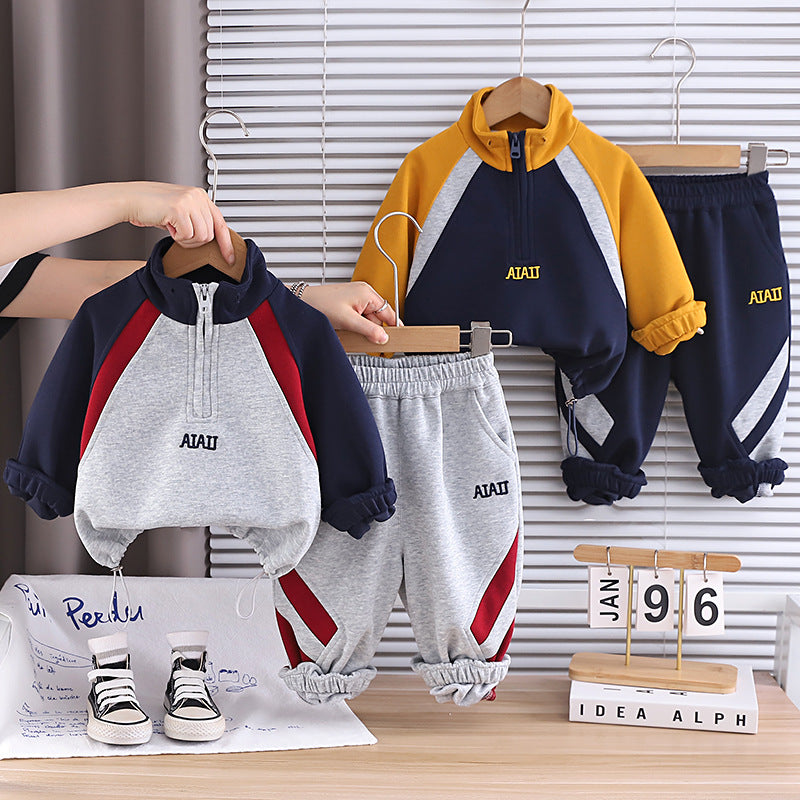 Eboo Sporty Fleece 2-Piece Set: Long Sleeve Quarter-Zip Top