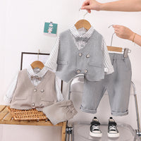 Eboo Boys Waistcoat with Striped Shirt and Trousers Set
