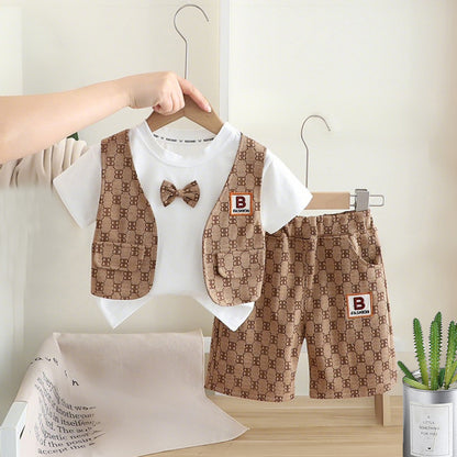 Eboo Boys’ Fashion 3-Piece Vest & Shorts Set – Trendy Casual Outfit