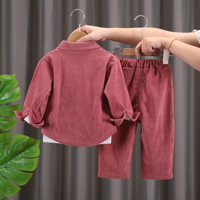 Eboo Stylish Corduroy Two-Piece Set for Toddlers — Jacket & Elastic Waist Pants