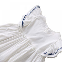 Eboo Cotton Plain White with Blue Bow Dress