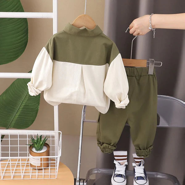 Eboo Boys blocked Shirt With Jogger Set