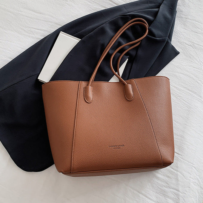 Eboo Sewing Line Simplicity PU Ladies Tote Bags Zipper Shoulder Bags For Women