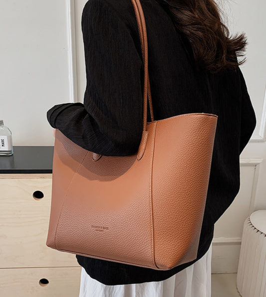 Eboo Sewing Line Simplicity PU Ladies Tote Bags Zipper Shoulder Bags For Women