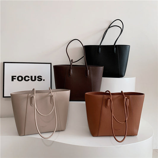 Eboo Sewing Line Simplicity PU Ladies Tote Bags Zipper Shoulder Bags For Women