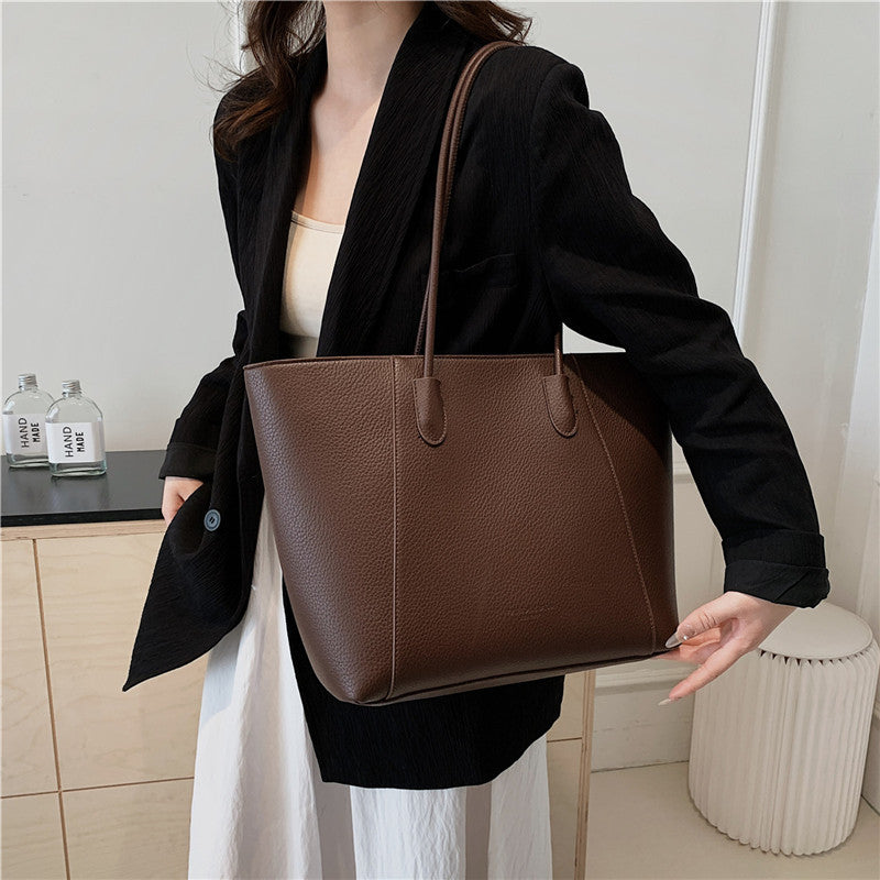 Eboo Sewing Line Simplicity PU Ladies Tote Bags Zipper Shoulder Bags For Women