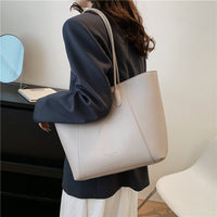Eboo Sewing Line Simplicity PU Ladies Tote Bags Zipper Shoulder Bags For Women