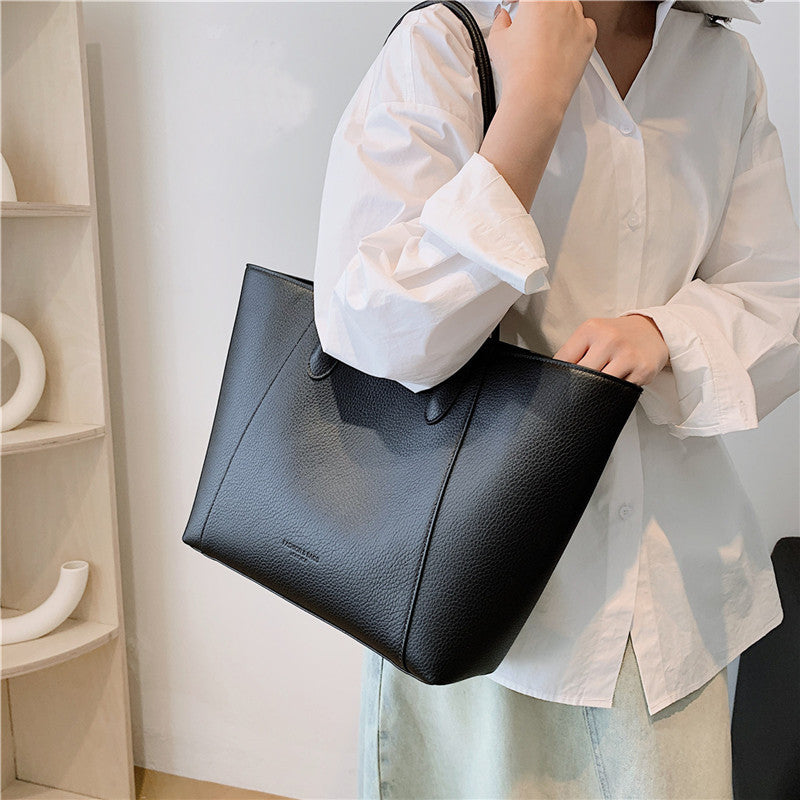 Eboo Sewing Line Simplicity PU Ladies Tote Bags Zipper Shoulder Bags For Women