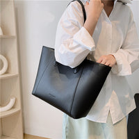 Eboo Sewing Line Simplicity PU Ladies Tote Bags Zipper Shoulder Bags For Women