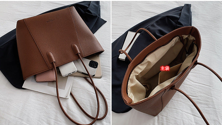 Eboo Sewing Line Simplicity PU Ladies Tote Bags Zipper Shoulder Bags For Women