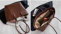 Eboo Sewing Line Simplicity PU Ladies Tote Bags Zipper Shoulder Bags For Women