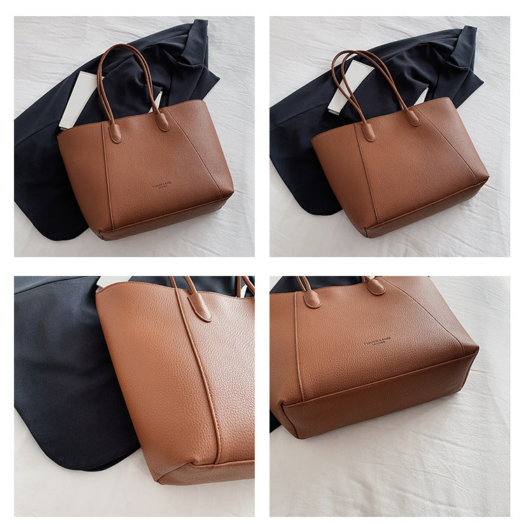 Eboo Sewing Line Simplicity PU Ladies Tote Bags Zipper Shoulder Bags For Women