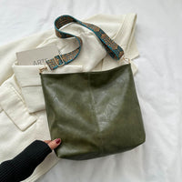 Eboo Wide Strap Shoulder Bag for Women Crossbody Bags Large Capacity Retro PU Leather Handbag for Shopping Travel