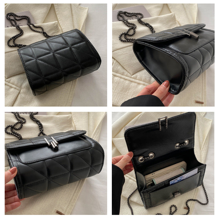 Eboo Classic Quilted Square Flap Shoulder Bag – Solid Color Chain Handbag for Women (Free Delivery)